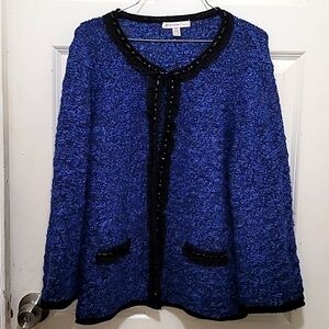 JM COLLECTION WOMEN'S  BLUE/BLACK CARDIGAN  SIZE P XL